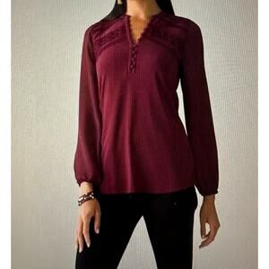 White House Black Market Women's Long Sleeve Matte Jersey Tunic Button Front M